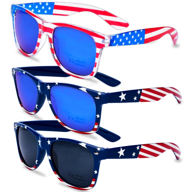 3 Pair American Flag Sunglasses