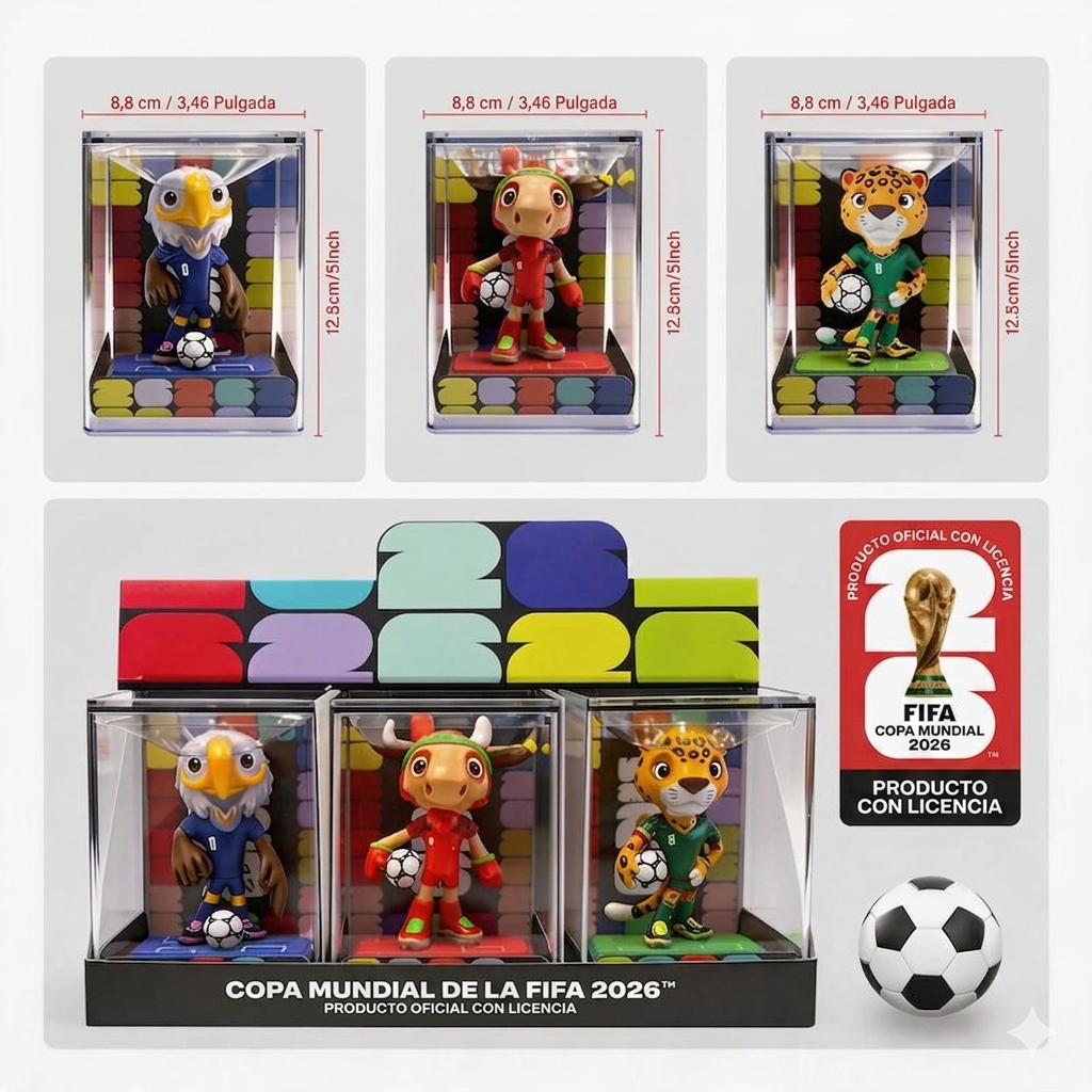 Figuras de juguete de las mascotas de la Copa Mundial de la FIFA 2026