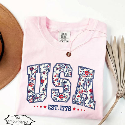 Comfort Colors Floral USA Shirt