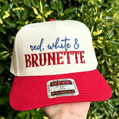 Red White & Brunette Trucker Hat