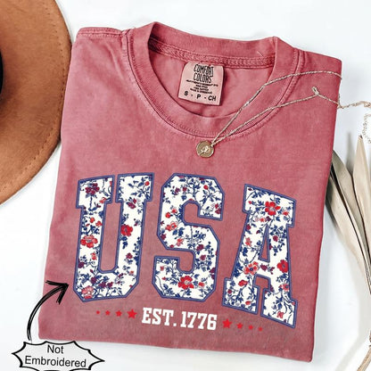 Comfort Colors Floral USA Shirt