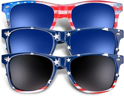 3 Pair American Flag Sunglasses
