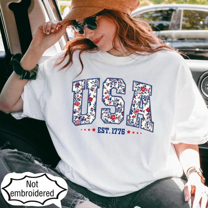 Comfort Colors Floral USA Shirt
